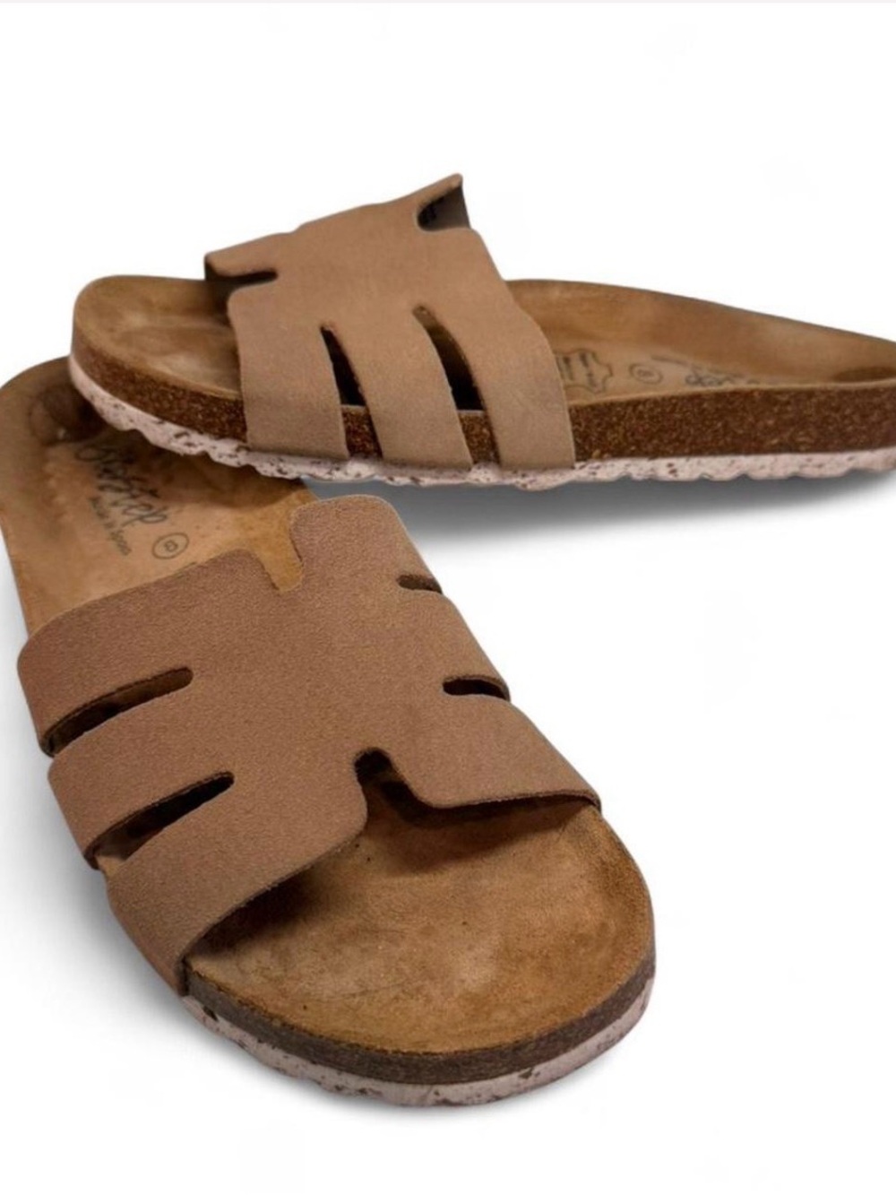 Women's Tan Slide Sandals
